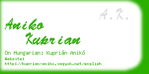 aniko kuprian business card